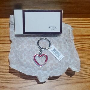 Coach Red Enameled Heart Keychain